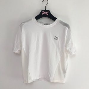 Puma Cropped Athletic T-shirt White Mesh on Sides M